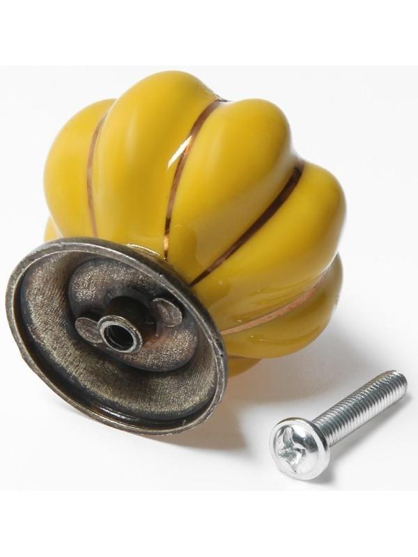 Ручка-кнопка PEONY Ceramics 001, керамическая, желтая