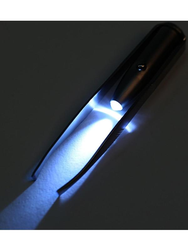 Пинцет Luazon LP-02, косметический, подсветка, батарейки в комплекте