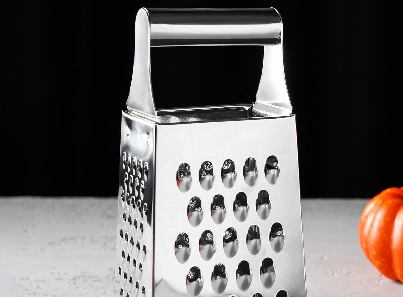 Тёрка четырёхгранная Доляна «Металлик», 9×7×19 см, цвет хромированный