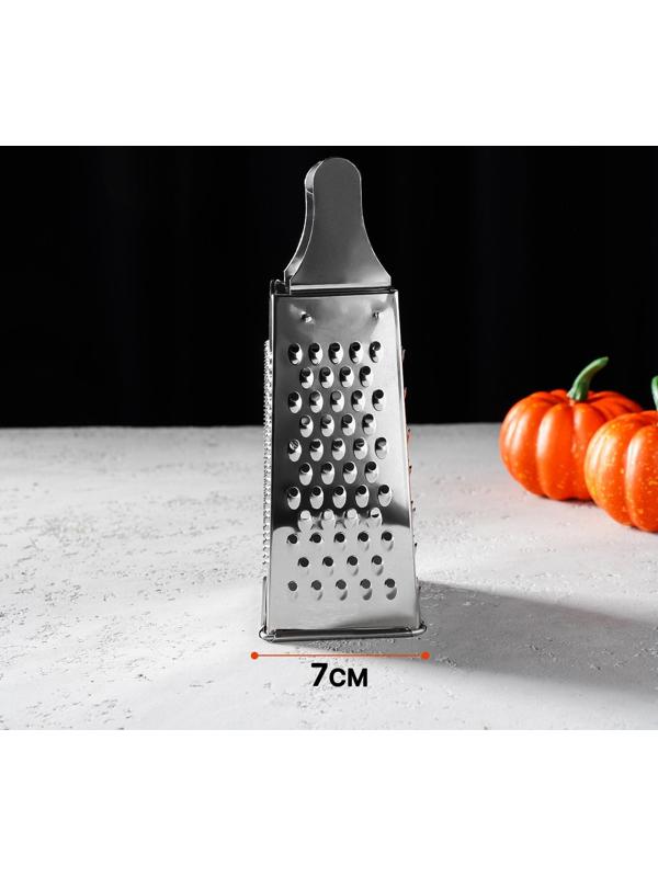 Тёрка четырёхгранная Доляна «Металлик», 9×7×19 см, цвет хромированный