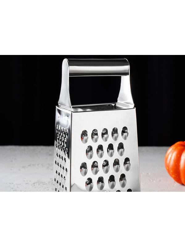 Тёрка четырёхгранная Доляна «Металлик», 9×7×19 см, цвет хромированный