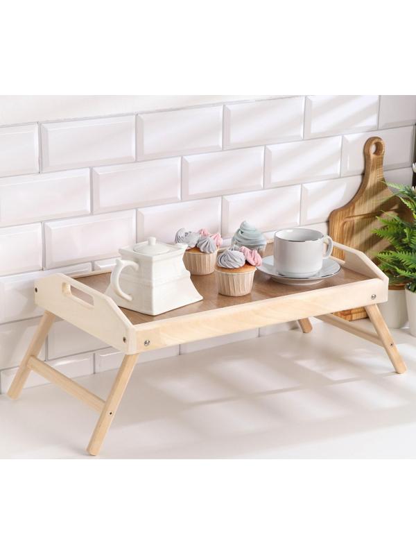 Столик для завтрака складной, 50×30см, с ручками, орех сонома