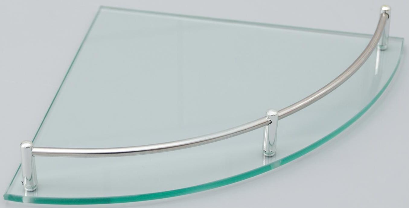 Полка угловая для ванной комнаты, 24×24×4 см, металл, стекло