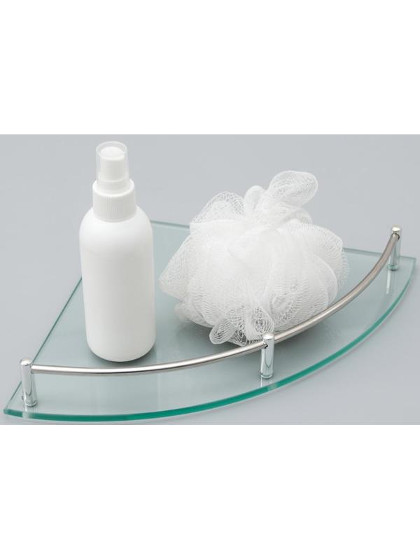 Полка угловая для ванной комнаты, 24×24×4 см, металл, стекло