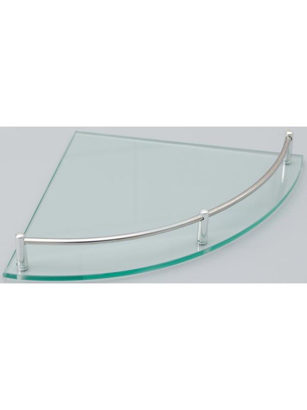 Полка угловая для ванной комнаты, 24×24×4 см, металл, стекло