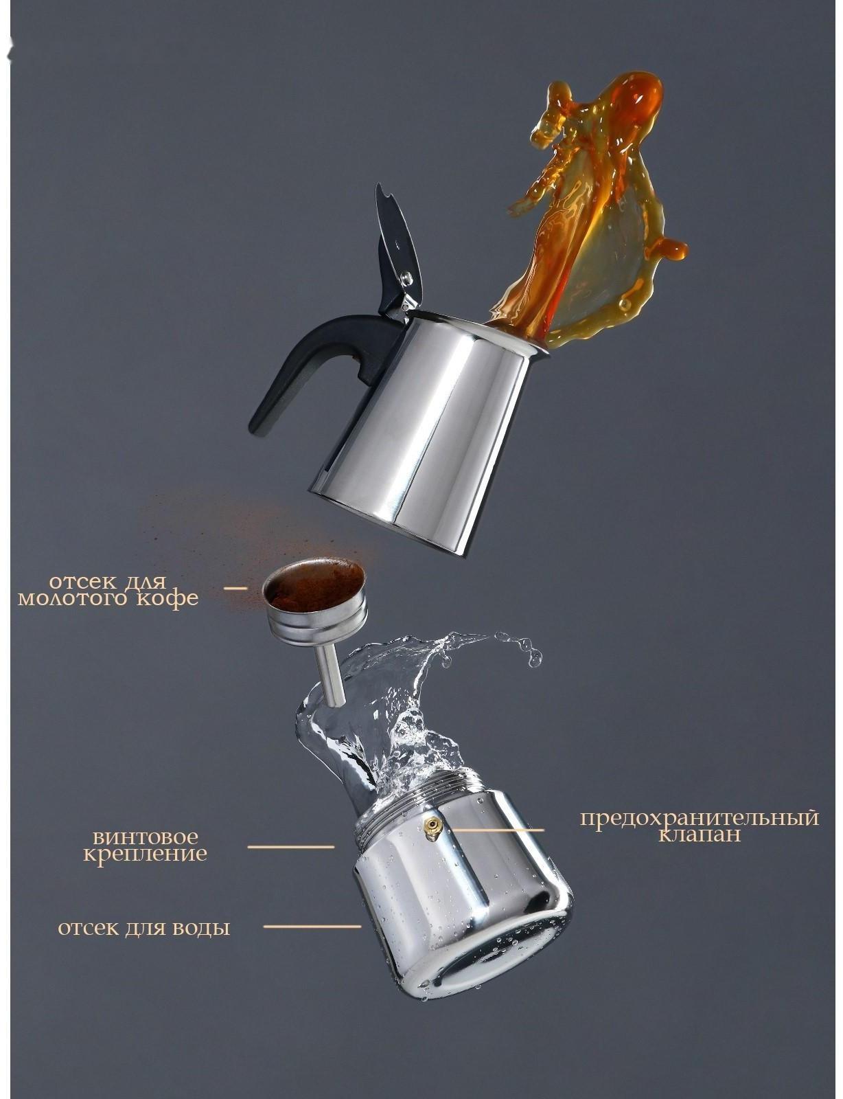 Кофеварка гейзерная Доляна «Стиль», на 9 чашек, 450 мл