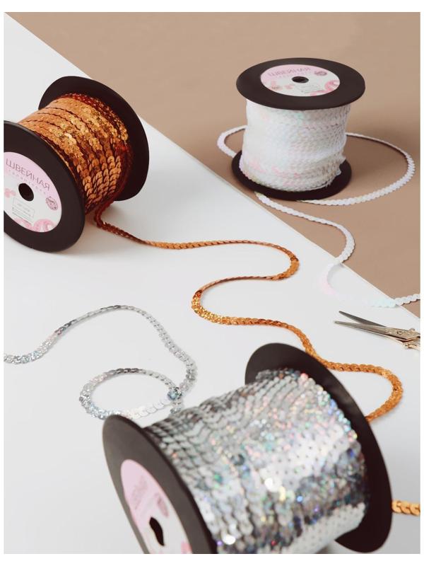 Пайетки на нити, перламутр, 6 мм, 91 ± 1 м, цвет белый №51