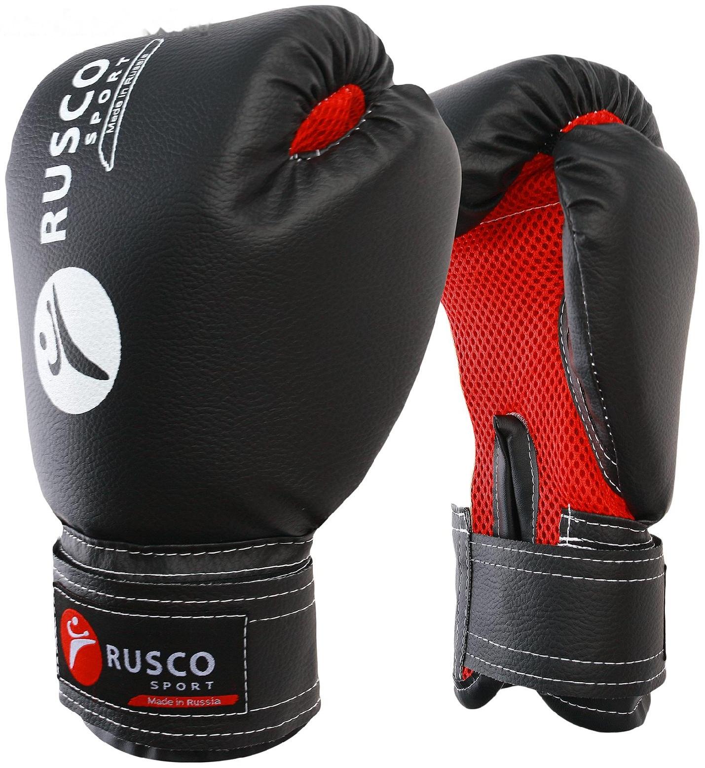 Перчатки боксерские RUSCO SPORT кож.зам.  8 Oz черные