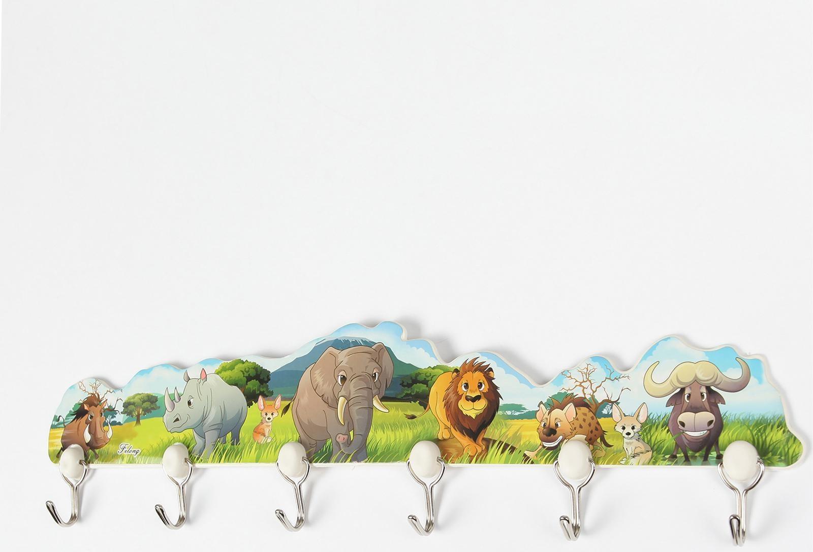 Вешалка настенная на 6 крючков «Ассорти», цвет МИКС