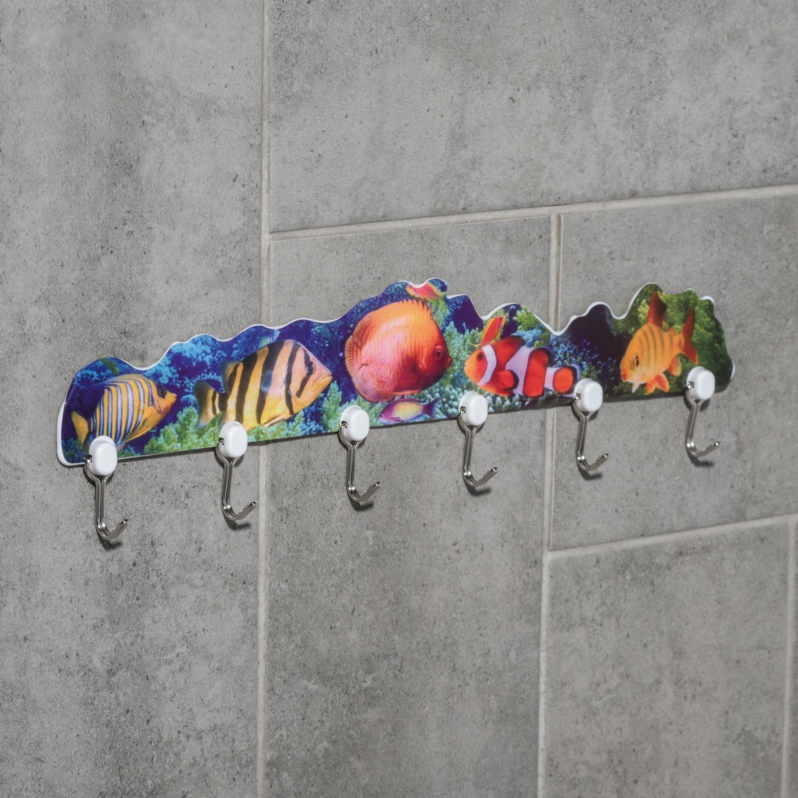 Вешалка настенная на 6 крючков «Ассорти», цвет МИКС