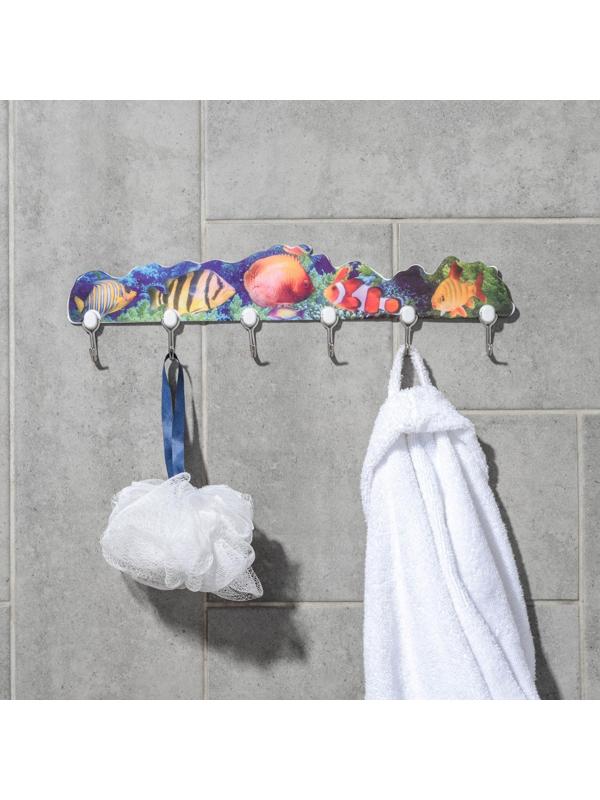 Вешалка настенная на 6 крючков «Ассорти», цвет МИКС