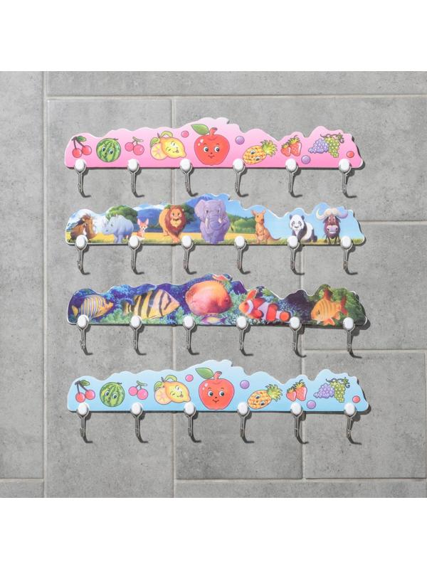 Вешалка настенная на 6 крючков «Ассорти», цвет МИКС