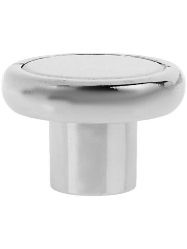 Ручка кнопка ТУНДРА РК101, цвет хром с белой вставкой