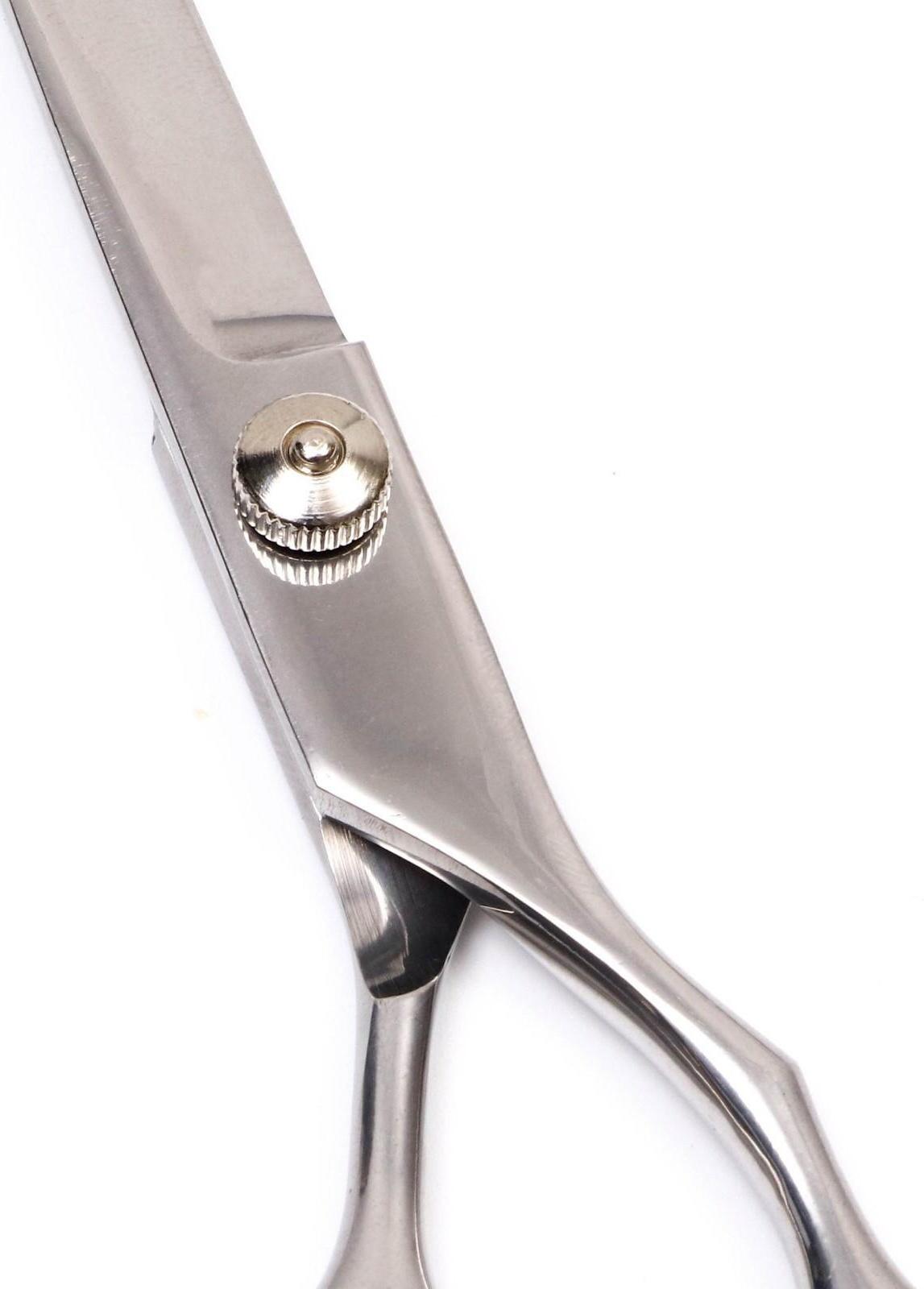 Ножницы для стрижки животных изогнутые с упором для пальца и прорезиненными ручками