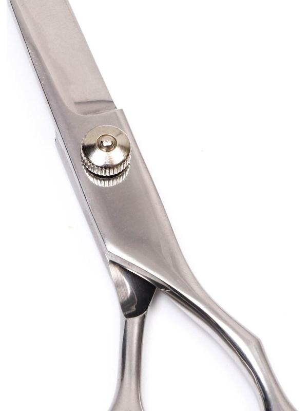 Ножницы для стрижки животных изогнутые с упором для пальца и прорезиненными ручками