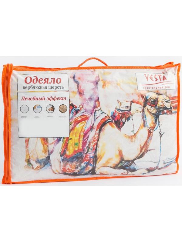 Одеяло облегченное 140х205 см, шерсть верблюда, ткань тик, п/э 100%