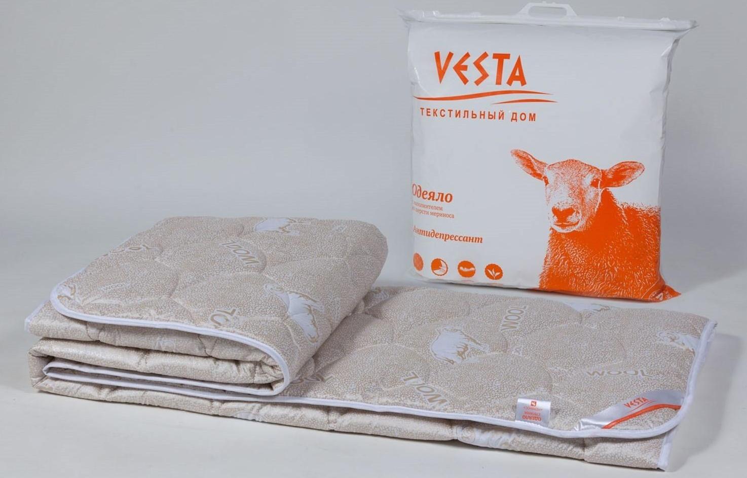 Одеяло зимнее 172х205 см, шерсть мериноса, ткань глосс-сатин, п/э 100%