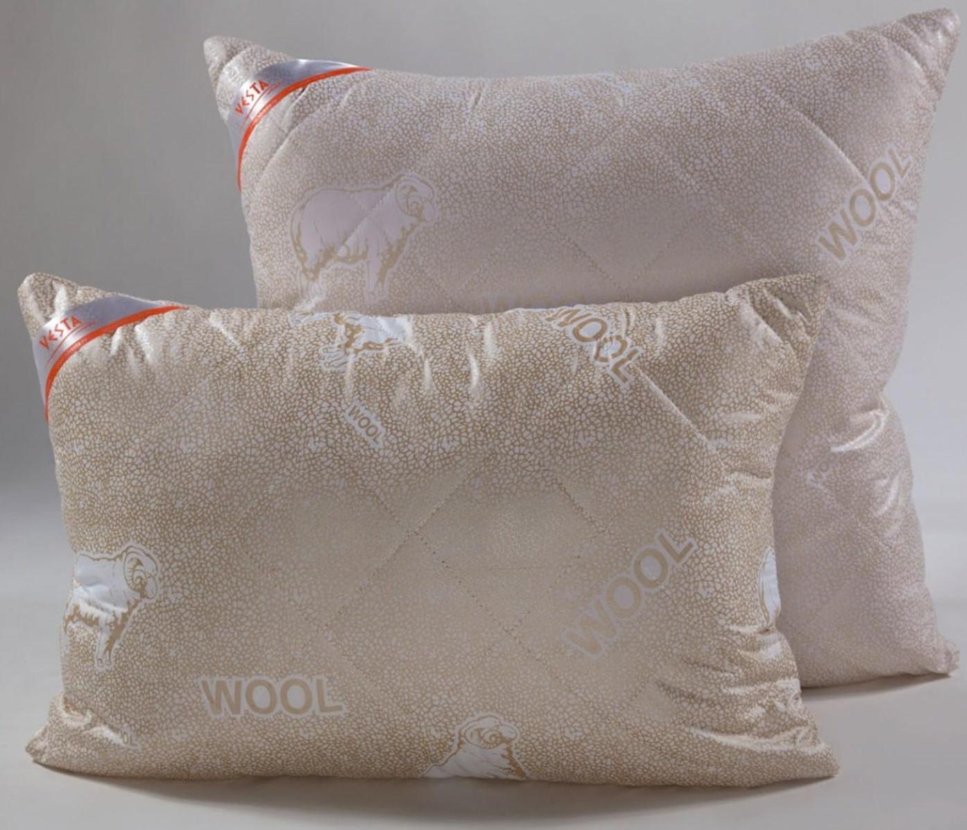 Подушка стёганная 70х70 см, шерсть мериноса, ткань глосс-сатин, п/э 100%