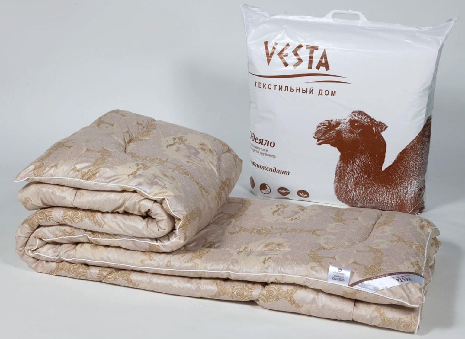 Одеяло зимнее 220х205 см, шерсть верблюда, ткань глосс-сатин, п/э 100% 100%