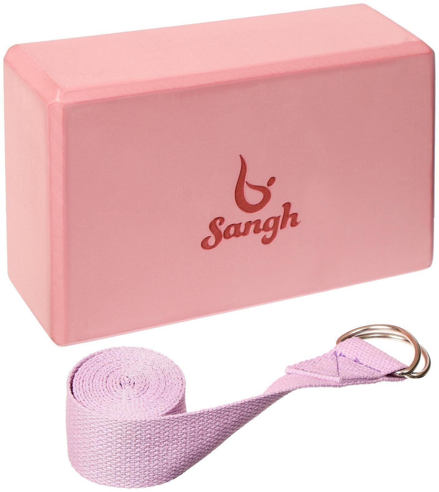 Набор для йоги (блок+ремень), цвета микс