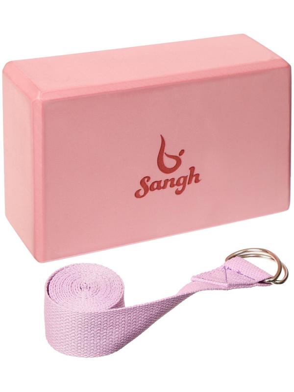 Набор для йоги (блок+ремень), цвета микс