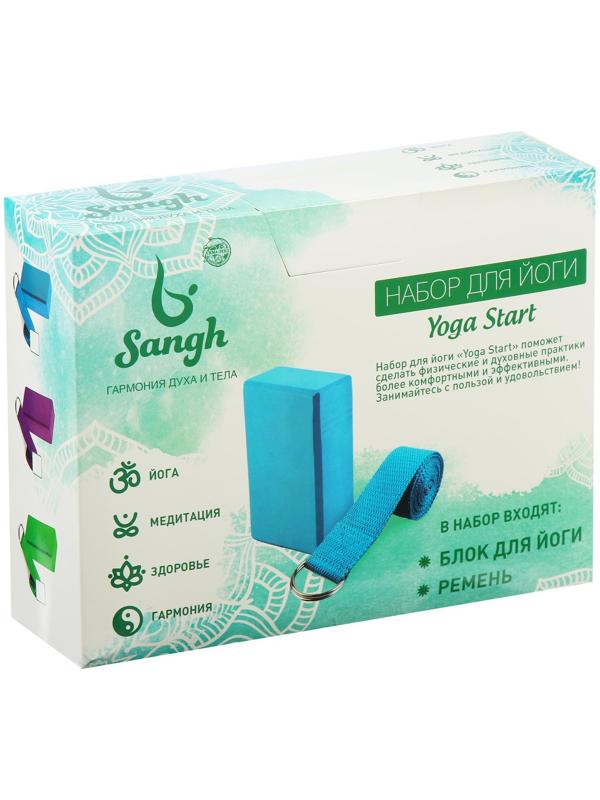 Набор для йоги (блок+ремень), цвета микс
