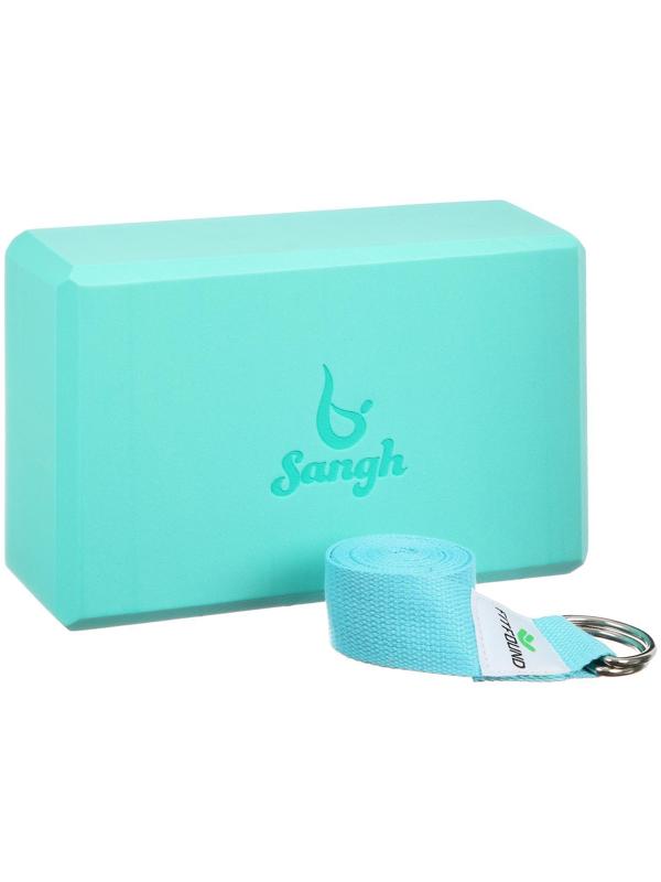 Набор для йоги (блок+ремень), цвета микс