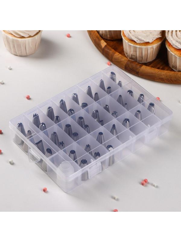 Набор насадок кондитерских, 42 шт, d=1,7 см, адаптер, в кейсе, насадки в ассортименте