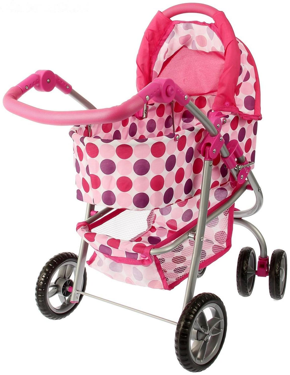 Коляска для кукол зима-лето 2 в 1, регулирует ручка, металлический каркас