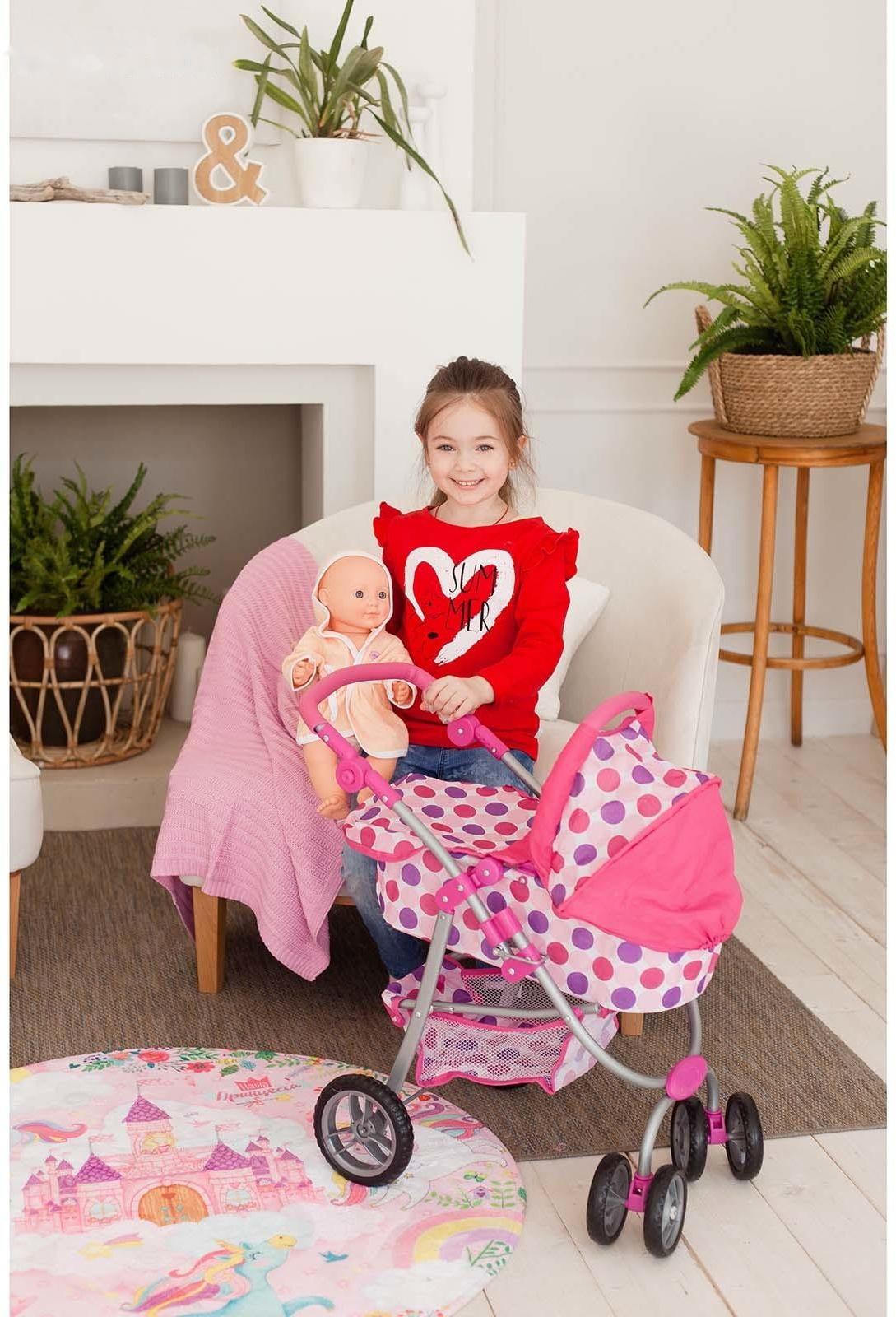 Коляска для кукол зима-лето 2 в 1, регулирует ручка, металлический каркас