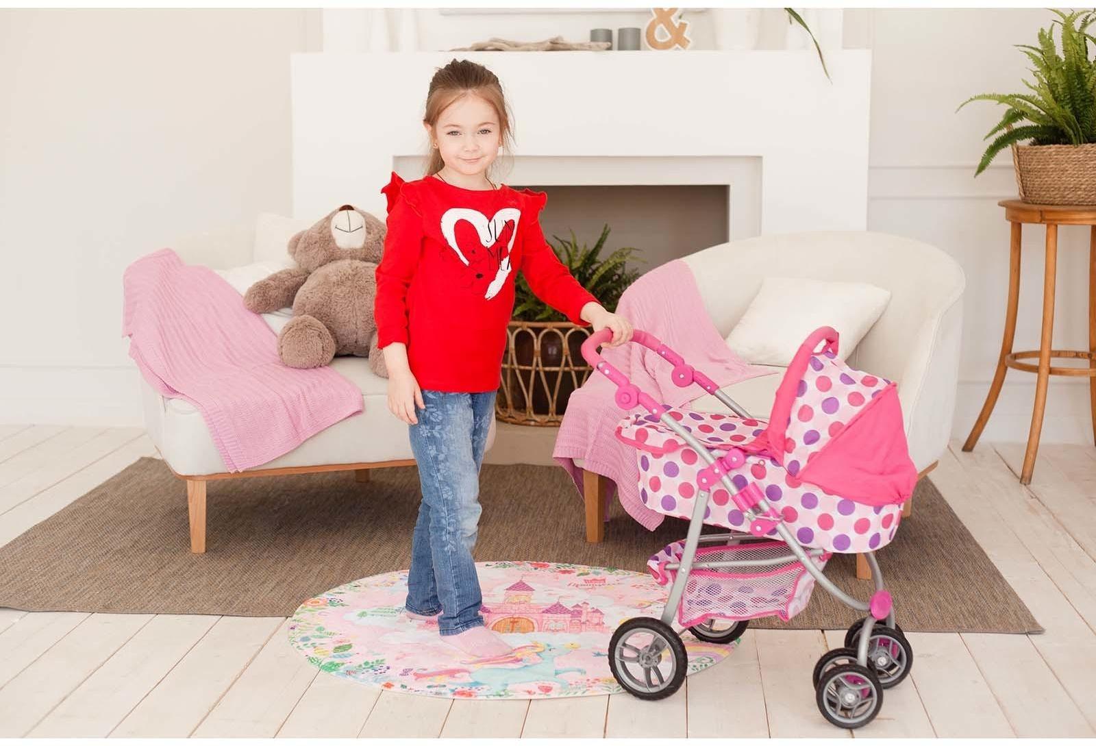 Коляска для кукол зима-лето 2 в 1, регулирует ручка, металлический каркас