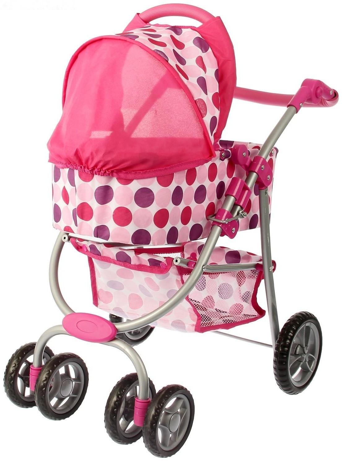 Коляска для кукол зима-лето 2 в 1, регулирует ручка, металлический каркас