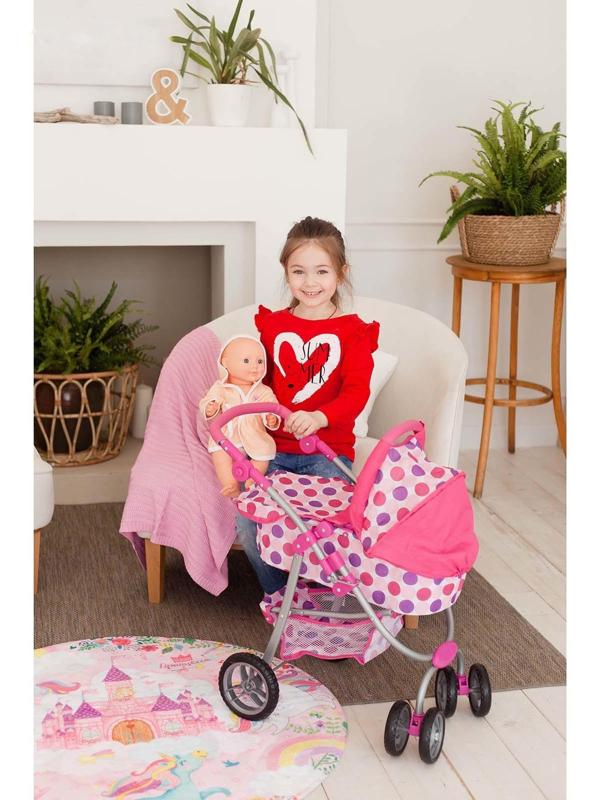 Коляска для кукол зима-лето 2 в 1, регулирует ручка, металлический каркас