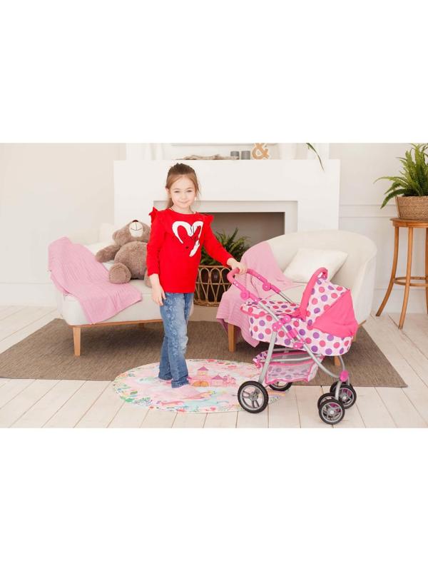 Коляска для кукол зима-лето 2 в 1, регулирует ручка, металлический каркас