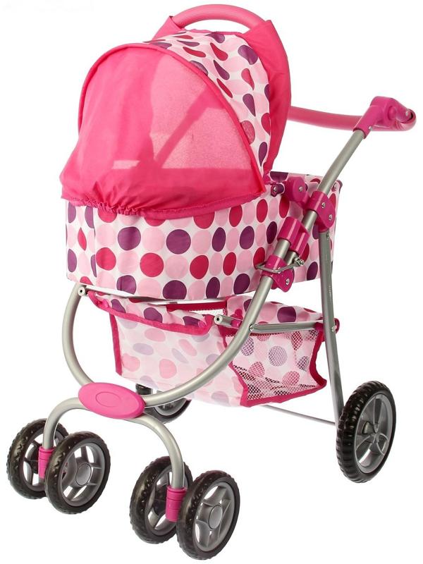 Коляска для кукол зима-лето 2 в 1, регулирует ручка, металлический каркас