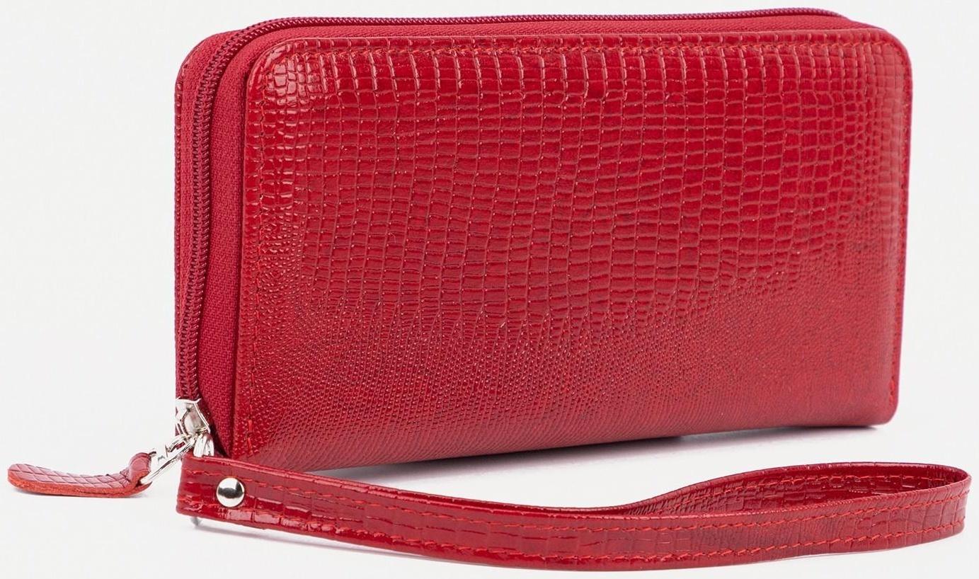Кошелёк на молнии, с ручкой, цвет красный