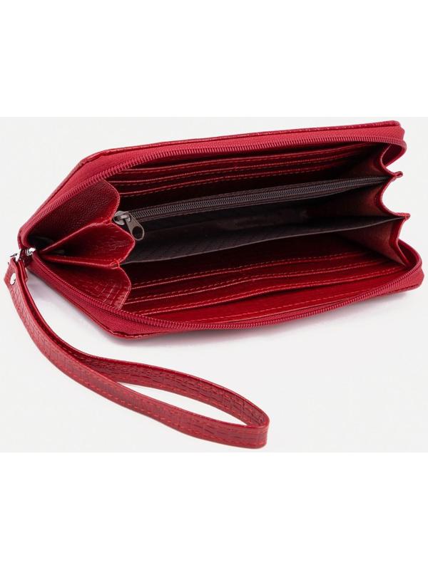 Кошелёк на молнии, с ручкой, цвет красный