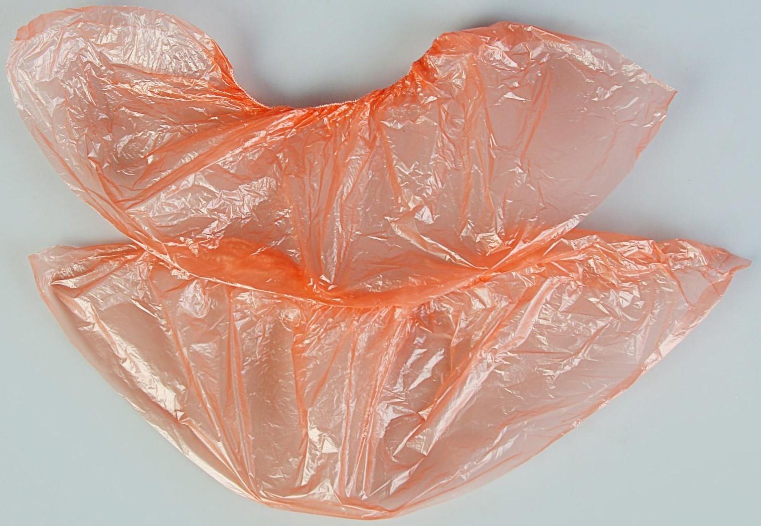 Бахилы оранжевые полиэтиленовые, детские, стандарт прочные, 300 х 100 мм., 1,5 г