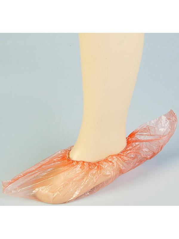 Бахилы оранжевые полиэтиленовые, детские, стандарт прочные, 300 х 100 мм., 1,5 г