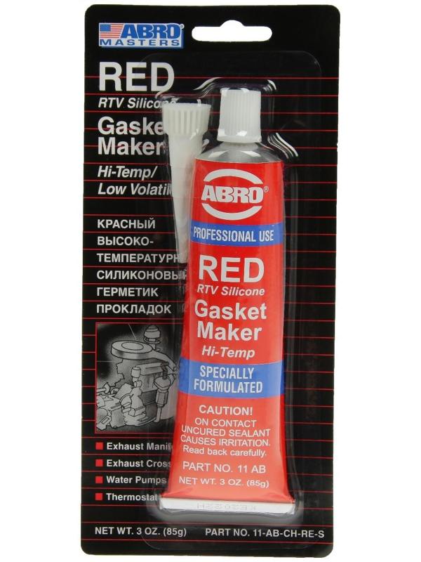 Герметик прокладок ABRO MASTERS красный, силиконовый, высокотемпературный, 85 г, 11-AB-CH-RE-S
