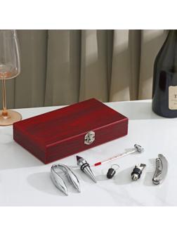 Набор для вина, 5 предметов: штопор, нож для срезания фольги, пробка, каплеуловитель, термометр