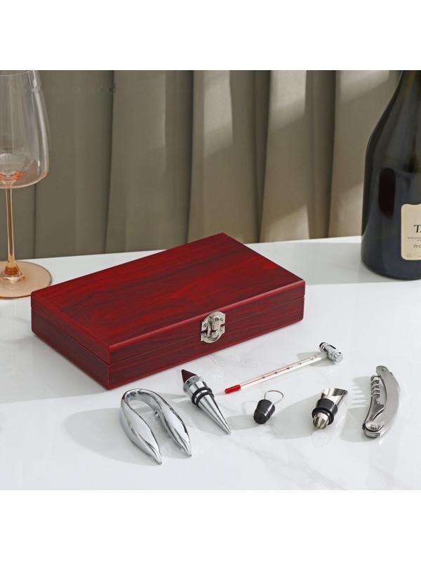 Набор для вина, 5 предметов: штопор, нож для срезания фольги, пробка, каплеуловитель, термометр