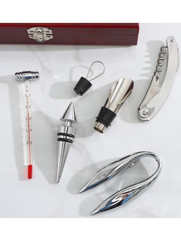 Набор для вина, 5 предметов: штопор, нож для срезания фольги, пробка, каплеуловитель, термометр