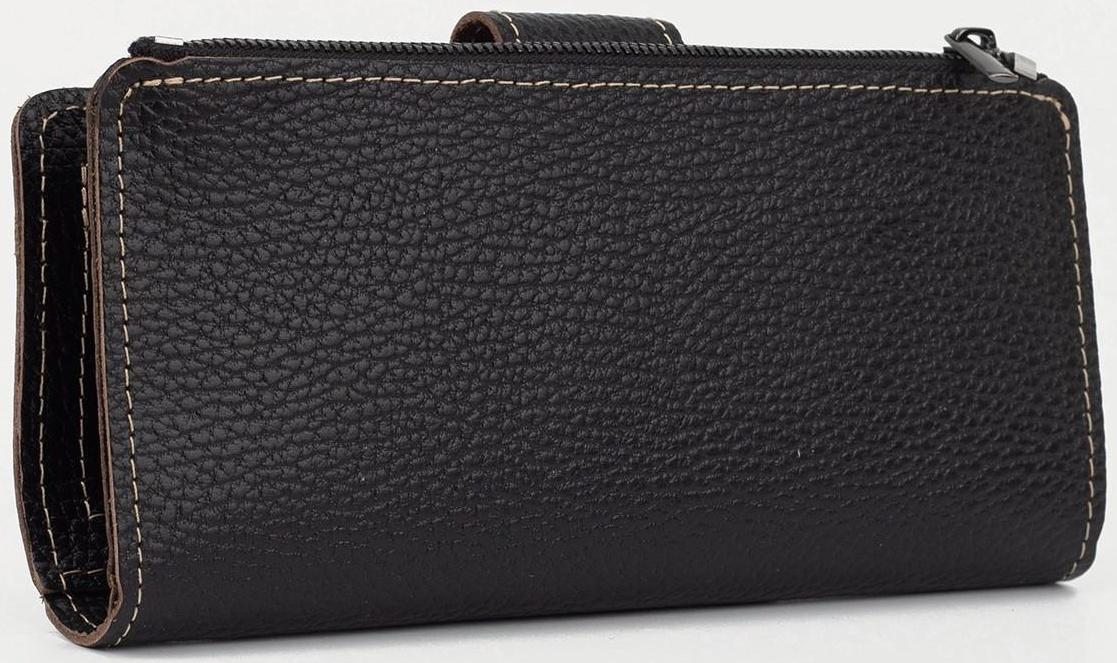 Портмоне на кнопке, для купюр, для карт, для монет, цвет чёрный