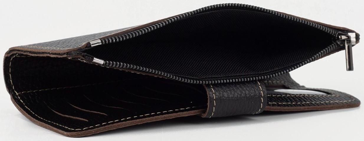 Портмоне на кнопке, для купюр, для карт, для монет, цвет чёрный