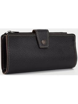 Портмоне на кнопке, для купюр, для карт, для монет, цвет чёрный