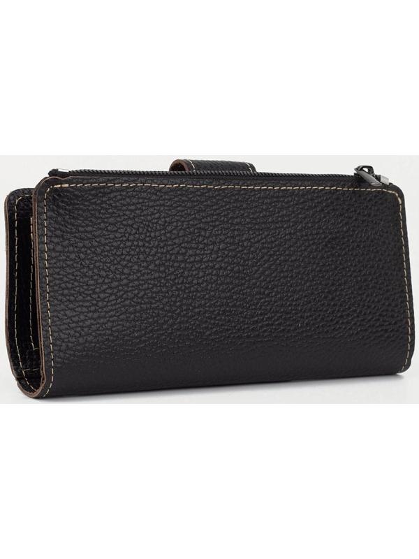 Портмоне на кнопке, для купюр, для карт, для монет, цвет чёрный