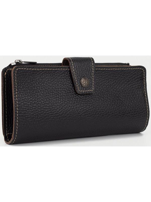 Портмоне на кнопке, для купюр, для карт, для монет, цвет чёрный