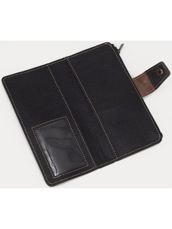 Портмоне на кнопке, для купюр, для карт, для монет, цвет чёрный