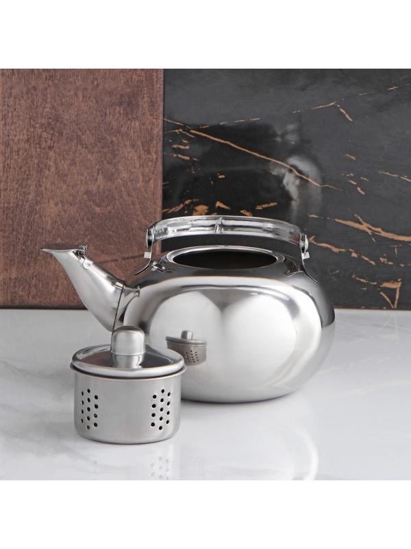 Чайник из нержавеющей стали «Арес», 1,2 л, металлическое сито
